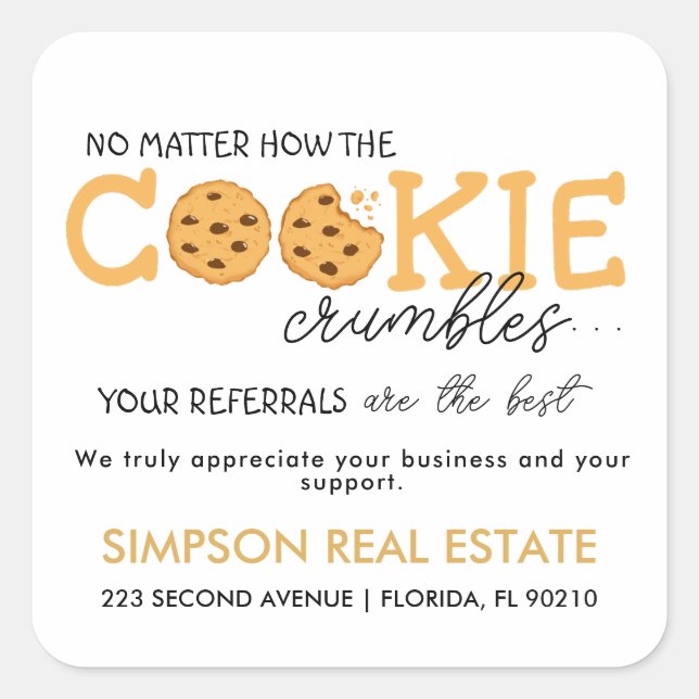 Sticker Carré Agent immobilier de référence de cookies Pop By Fa (Devant)
