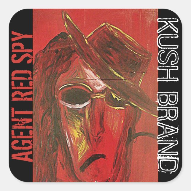 STICKER CARRÉ AGENT RED SPY KUSH (Devant)