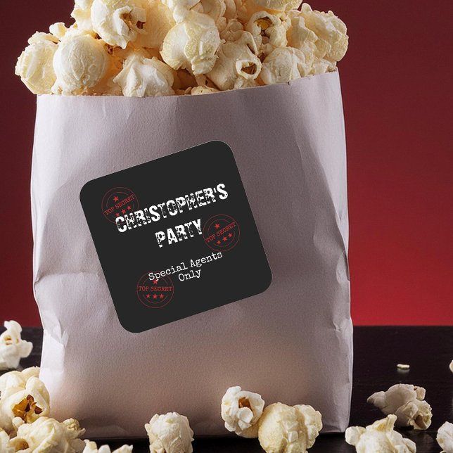 Sticker Carré Agent spécial / Thème Spy Top Secret Party (Créateur téléchargé)