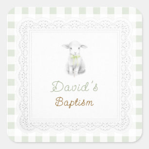Sticker Carré agneau mignon rustique vert sauge à carreaux   Bap