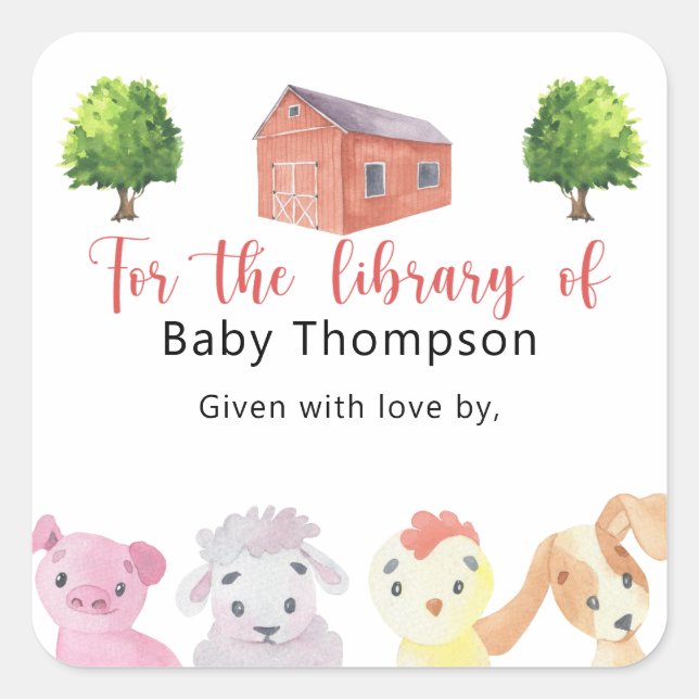 Sticker Carré Agritourisme - Baby shower, livres pour bébé (Devant)