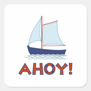 Sticker Carré AHOY ! Type de bague Lifebuooy+Voilier