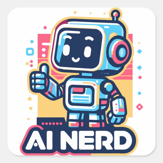 Sticker Carré AI Nerd Retro Bot (Devant)