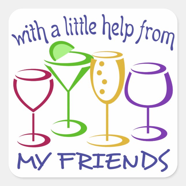 Sticker Carré Aide de mes amis (Devant)