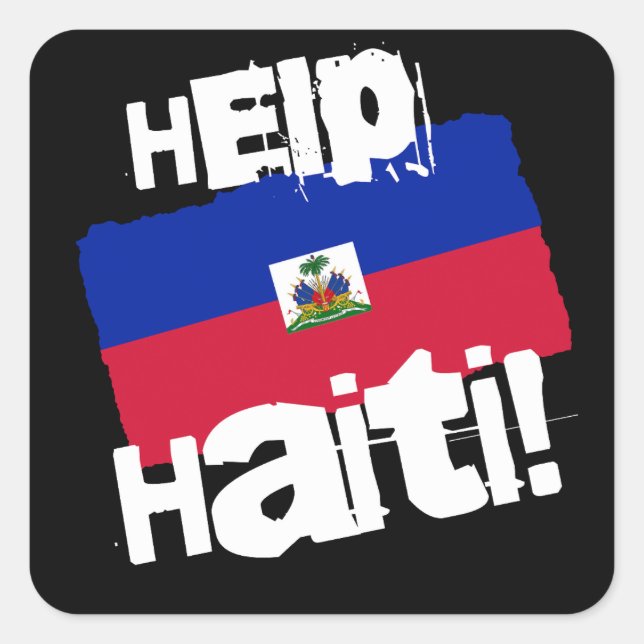 Sticker Carré Aidez Haïti ! (Devant)