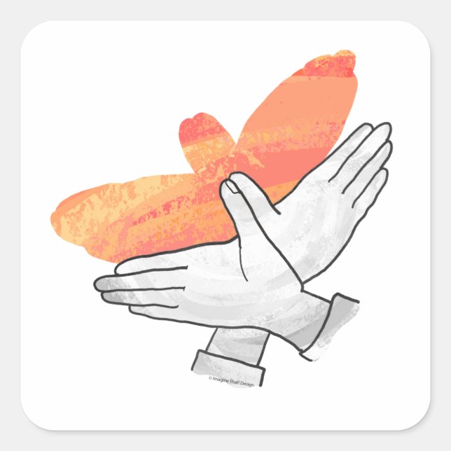 Sticker Carré Aigle à main silhouette orange (Devant)