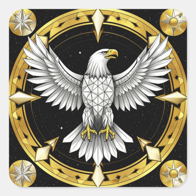Sticker Carré Aigle Abstrait Déployant Ses Ailes (Devant)