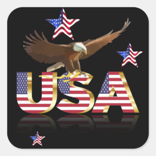 Sticker Carré aigle américain
