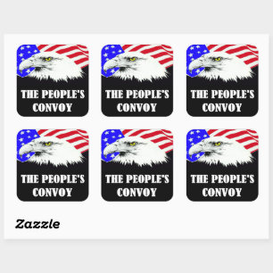 Sticker Carré Aigle américain, convoi du peuple
