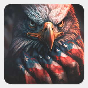 Sticker Carré Aigle américain – Symbole majestueux de liberté