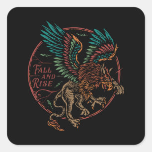 Sticker Carré Aigle coloré automne et hausse