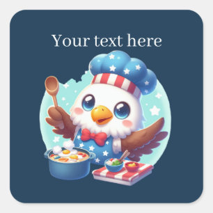 Sticker Carré Aigle de cuisine mignonne personnalisable