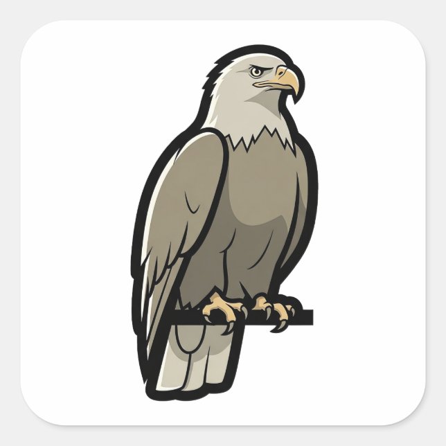 Sticker Carré Aigle de force silencieuse – Illustrations fauniqu (Devant)
