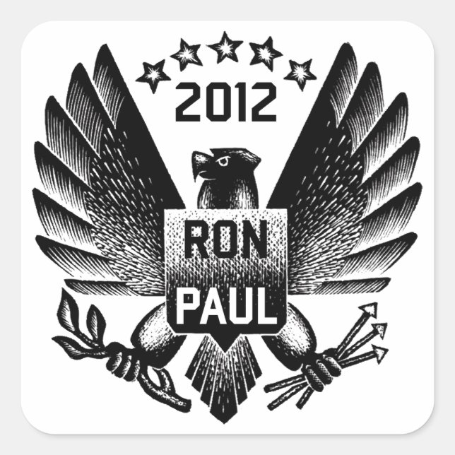 Sticker Carré Aigle noir Ron Paul 2012 (Devant)