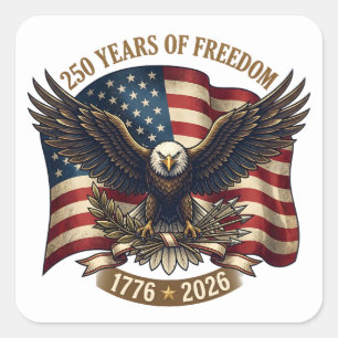 Sticker Carré Aigle patriotique de 250 ans de liberté américaine
