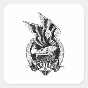 Sticker Carré Aigle rose