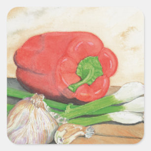 Sticker Carré Ail, oignons et poivre