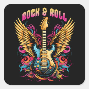 Sticker Carré Ailes de guitare Rock n Roll