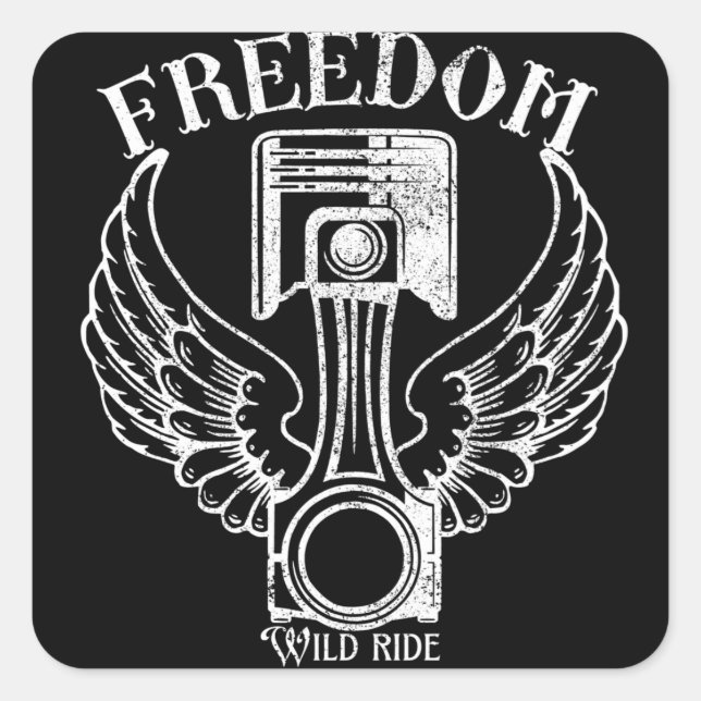 Sticker Carré ailes rétro piston vintage (Devant)