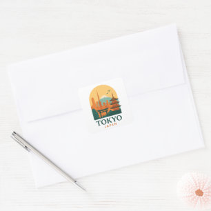 Sticker Carré Aimant de voyage souvenir Tokyo Japon minimaliste