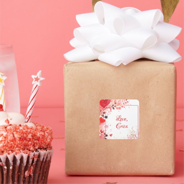 Sticker Carré Aimer aquarelle | Personnalisé (Fête)