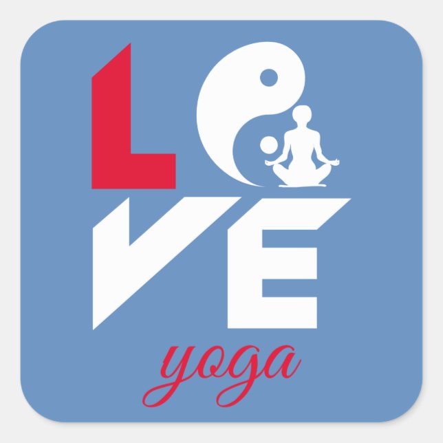 Sticker Carré Aimer le yoga (Devant)