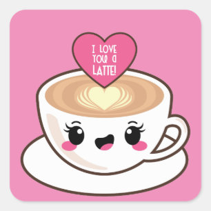 Sticker Carré Aimez-vous un Latte EMoji