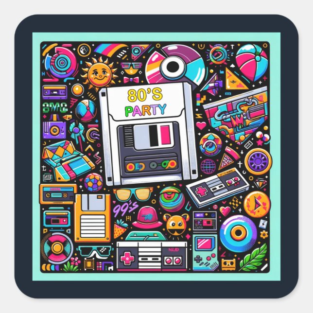 Sticker Carré Aire de jeu Retro Tech : une nostalgique Odyssée d (Devant)