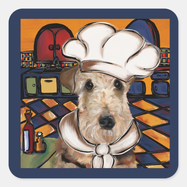 Sticker Carré Airedale Terrier  (Devant)