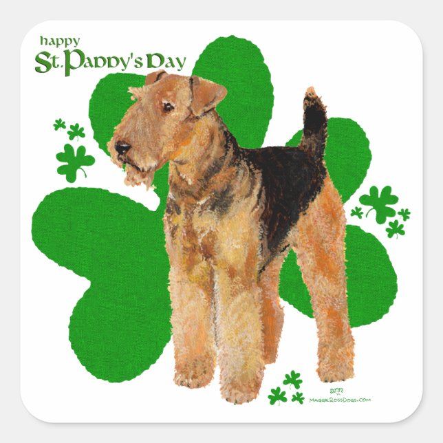 Sticker Carré Airedale Terrier St Paddy (Devant)