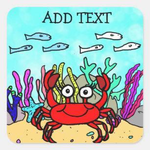 Sticker Carré Ajouter du texte à ce crabe rouge