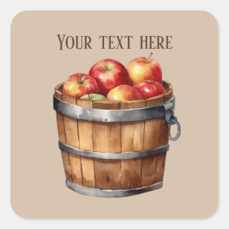Sticker Carré Ajouter du texte aux vendeurs de pommes mignons