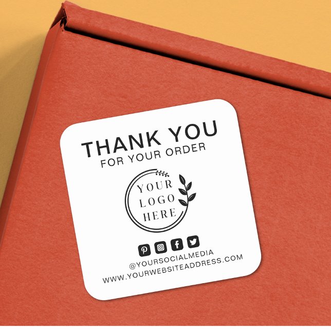 Sticker Carré Ajouter le logo Social Media Order Merci personnal (Créateur téléchargé)