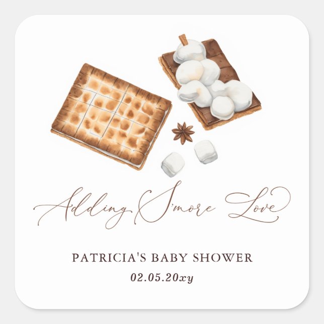 Sticker Carré Ajouter S'more Love Baby shower neutre genre (Devant)