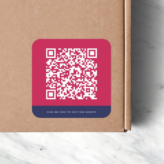 Sticker Carré Ajouter un site Web QR Code couleurs de contraste  (Créateur téléchargé)
