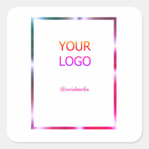Sticker Carré ajouter votre logo personnalisé bordure rose rouge