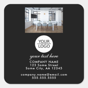 Sticker Carré Ajouter votre logo Texte personnalisé Photo promot