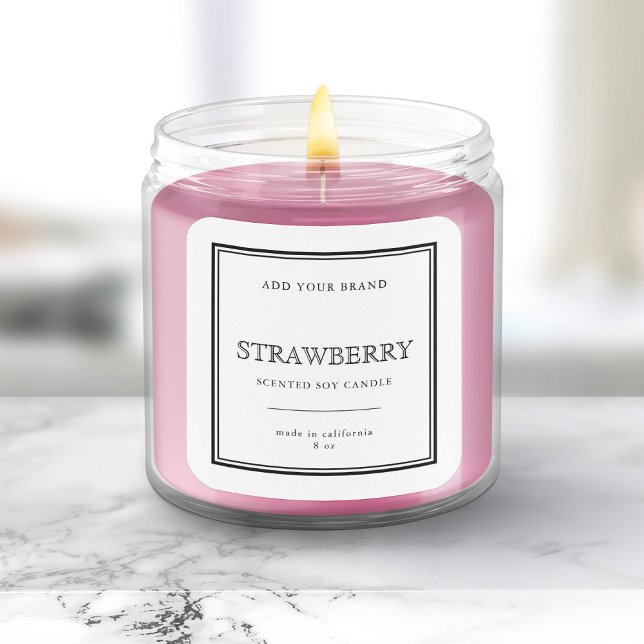 Sticker Carré Ajouter votre marque Classic Black Border Étiquett (Créateur téléchargé)