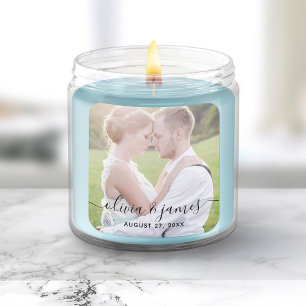 Sticker Carré Ajouter votre photo Stylish Mariage de calligraphi