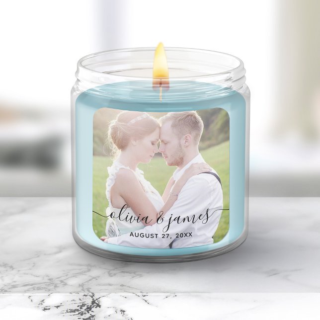 Sticker Carré Ajouter votre photo Stylish Mariage de calligraphi (Créateur téléchargé)