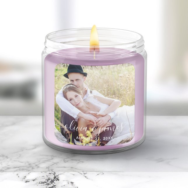 Sticker Carré Ajouter votre photo Stylish Mariage de calligraphi (Créateur téléchargé)