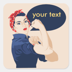 Sticker Carré Ajouter votre propre texte à rosie riveter