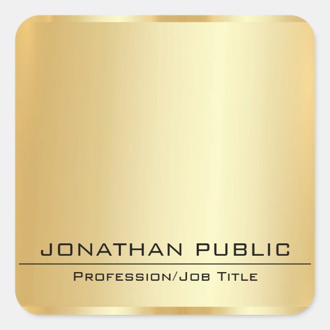 Sticker Carré Ajouter Votre Texte Faux Gold Metallic Look Élégan (Devant)
