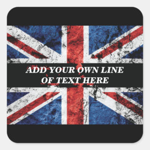 Sticker Carré Ajouter votre texte sur le drapeau anglais Jeu d'o
