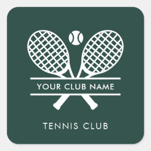 Sticker Carré Ajoutez le nom de votre club Icônes de tennis vert