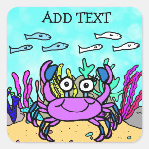 Sticker Carré Ajoutez le texte à ce crabe pourpre
