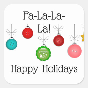 Sticker Carré Ajoutez Votre Logo D'Affaires "Fa-La-La-La-La" Hol