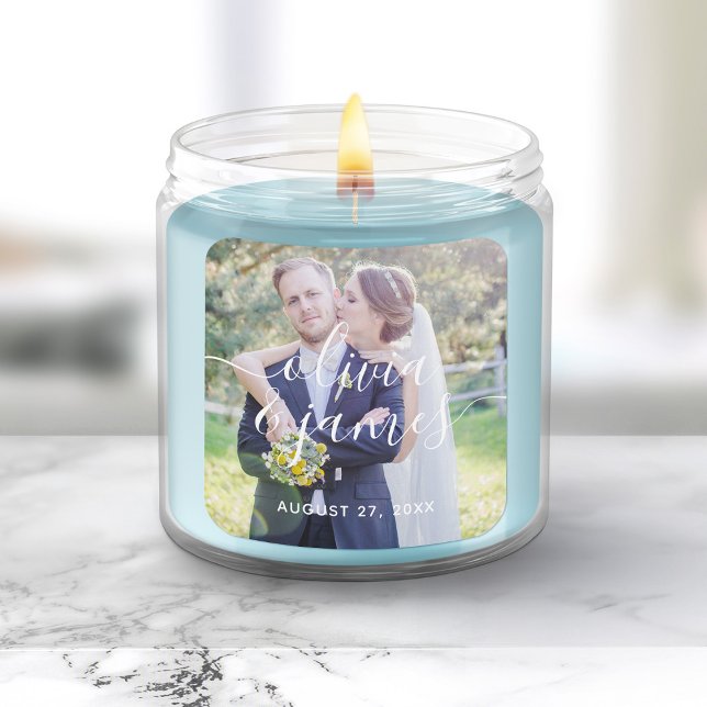 Sticker Carré Ajoutez votre photo Mariage de calligraphie stylé  (Créateur téléchargé)