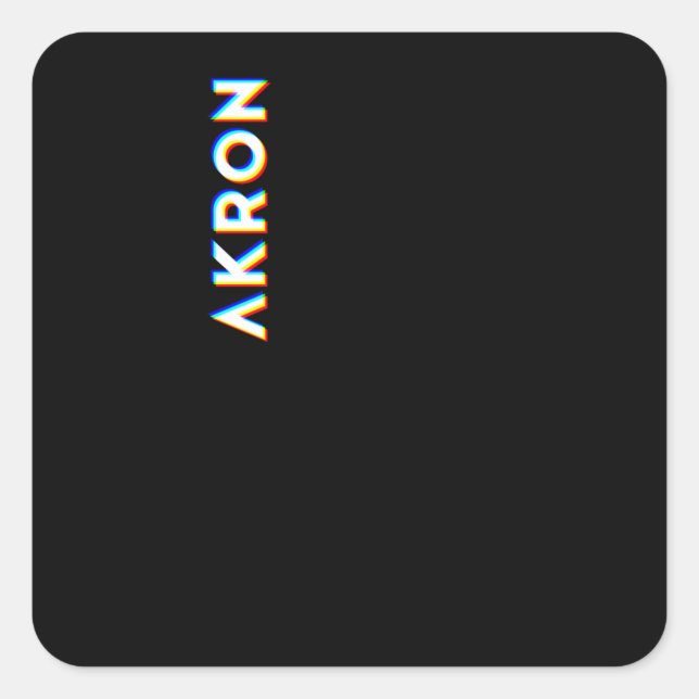 Sticker Carré Akron Ohio CMYK Glitch Type (Devant)