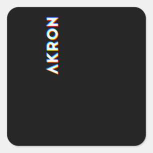 Sticker Carré Akron Ohio CMYK Type en glitch